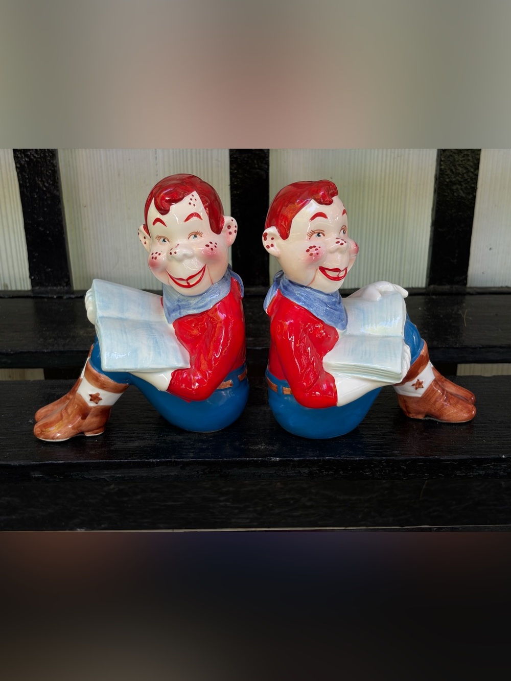 Vintage VANDOR Howdy Doody Bookends Rare A Piece of Americana Ceramic. Rare.